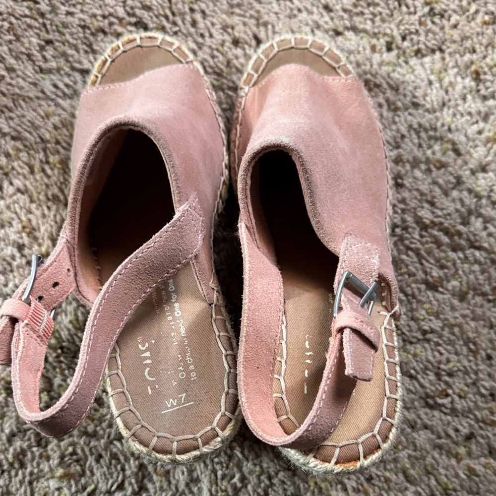 TOMS Beige Espadrille Wedge Sandals